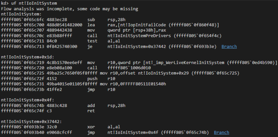 Disassembly of the patched IoInitSystem